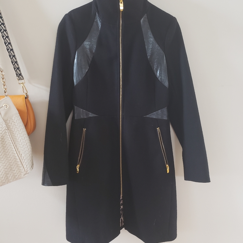 😍STUNNING... BLACK wool blend dress coat